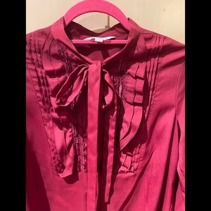 Nanette Lepore neck tie lace blouse red
